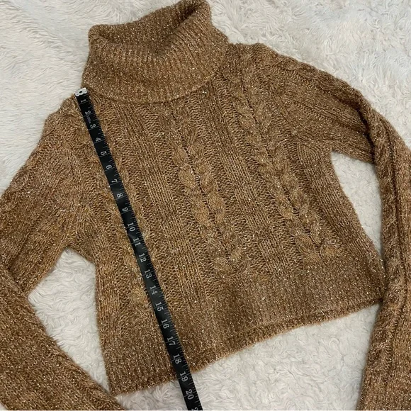 PILCRO | Cableknit Shine Wool Blend Turtleneck Sweater - Picture 5 of 15